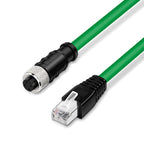 Xkuer M12 D-Coded 4-Pin Female to RJ45 Industrial Ethernet Cable for Cognex Vision Sensor | IP67 Waterproof High Flex Industrial Network Cable