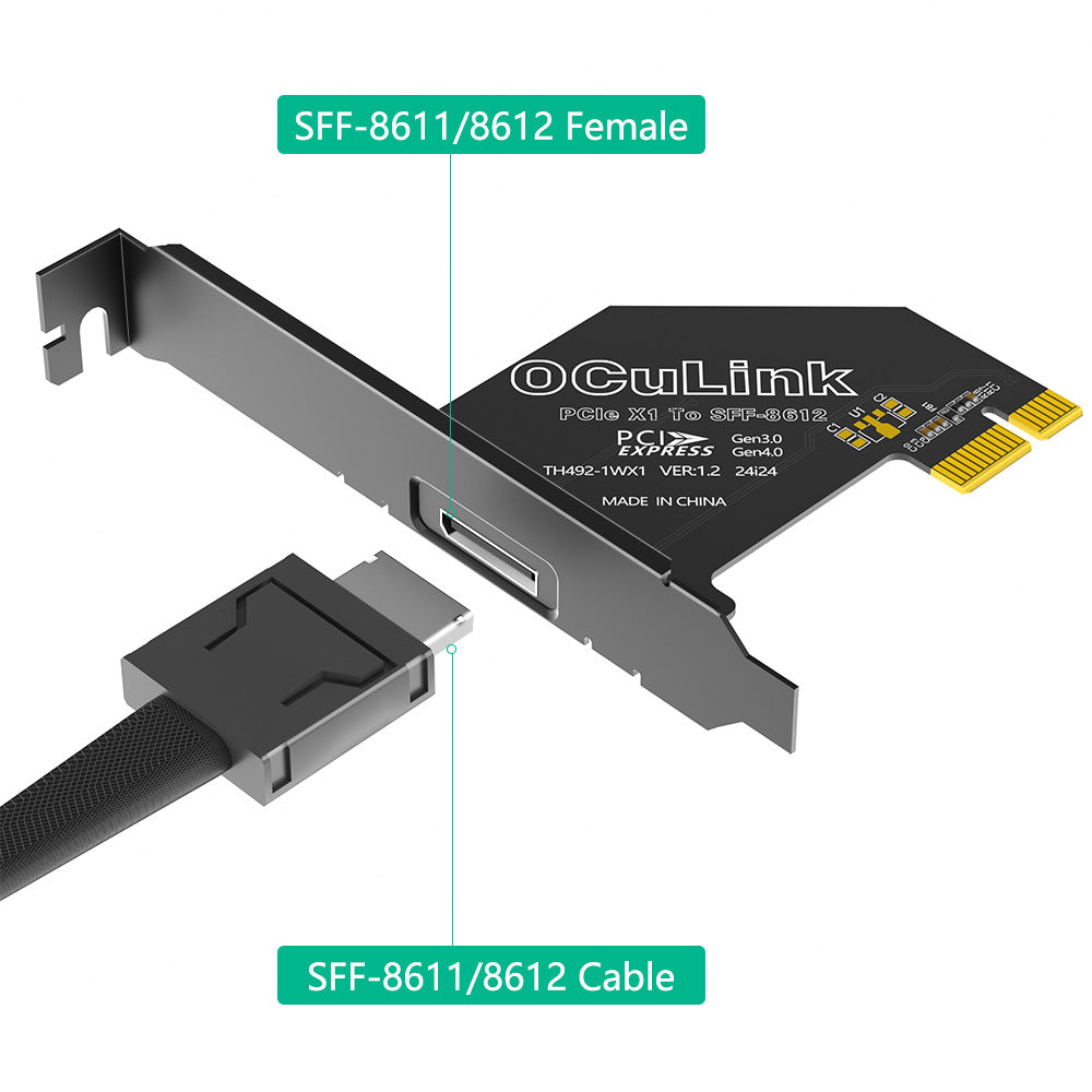 Xkuer PCIe 4.0 OCULINK ADAPTER SFF-8611 / SFF-8612 to U.2 SSD & eGPU