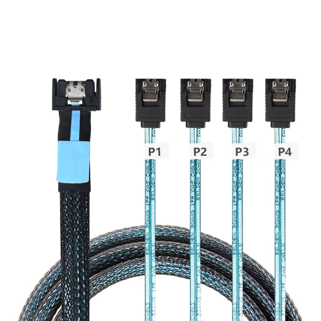 Xkuer PCIe 5.0 SlimSAS MCIO 4I (38P) to 4x SATA 7Pin Server Cable 24Gbps High-Speed Data Transfer