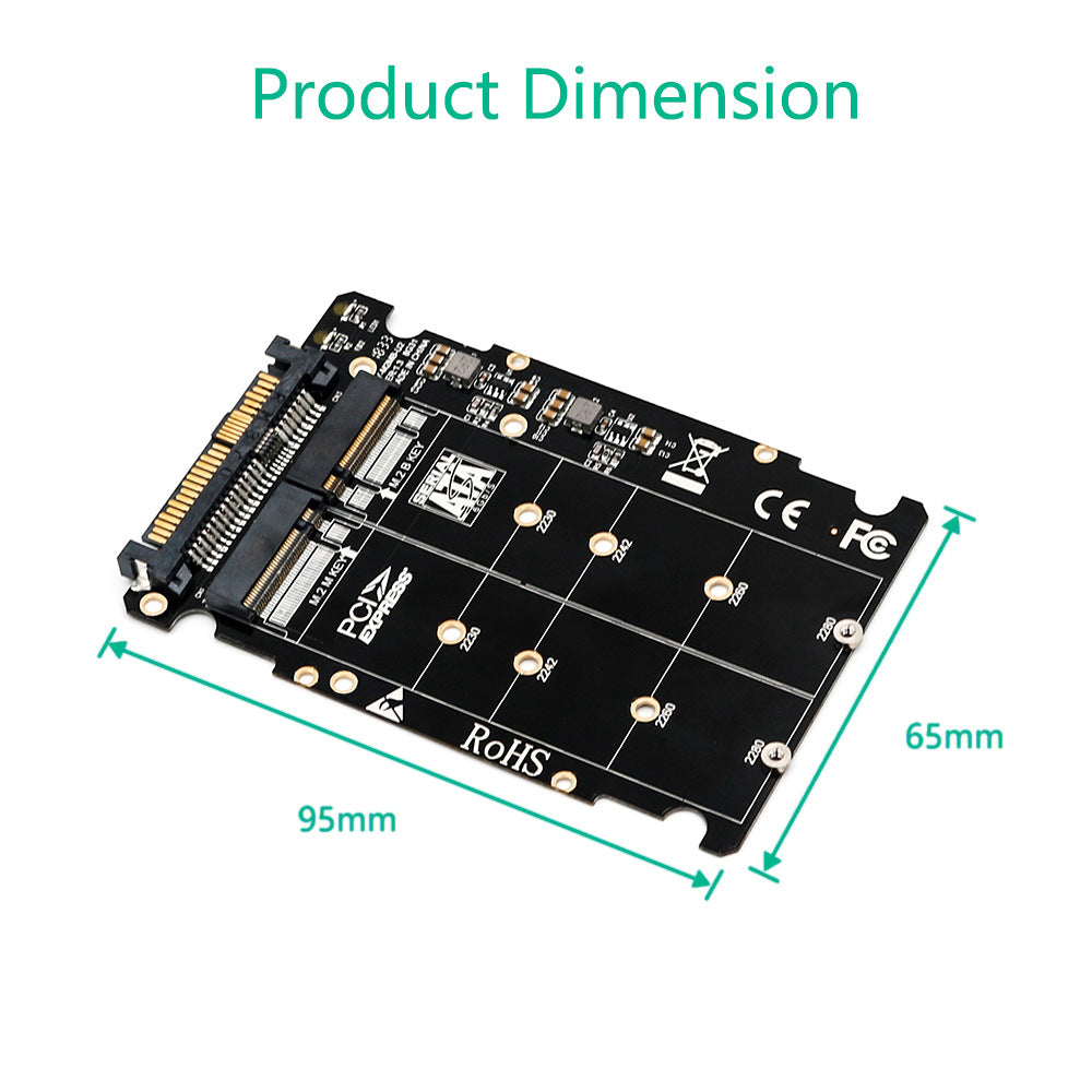 Xkuer Dual M.2 NVMe & SATA SSD to U.2 (SFF-8639) Adapter Card | B Key & M Key NGFF Converter