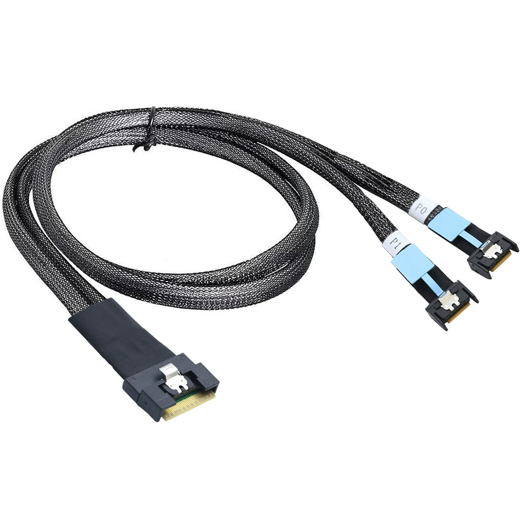 Xkuer SFF-8654 8i to Dual MCIO 4i Internal Server Cable High-Speed Data Transfer Solution