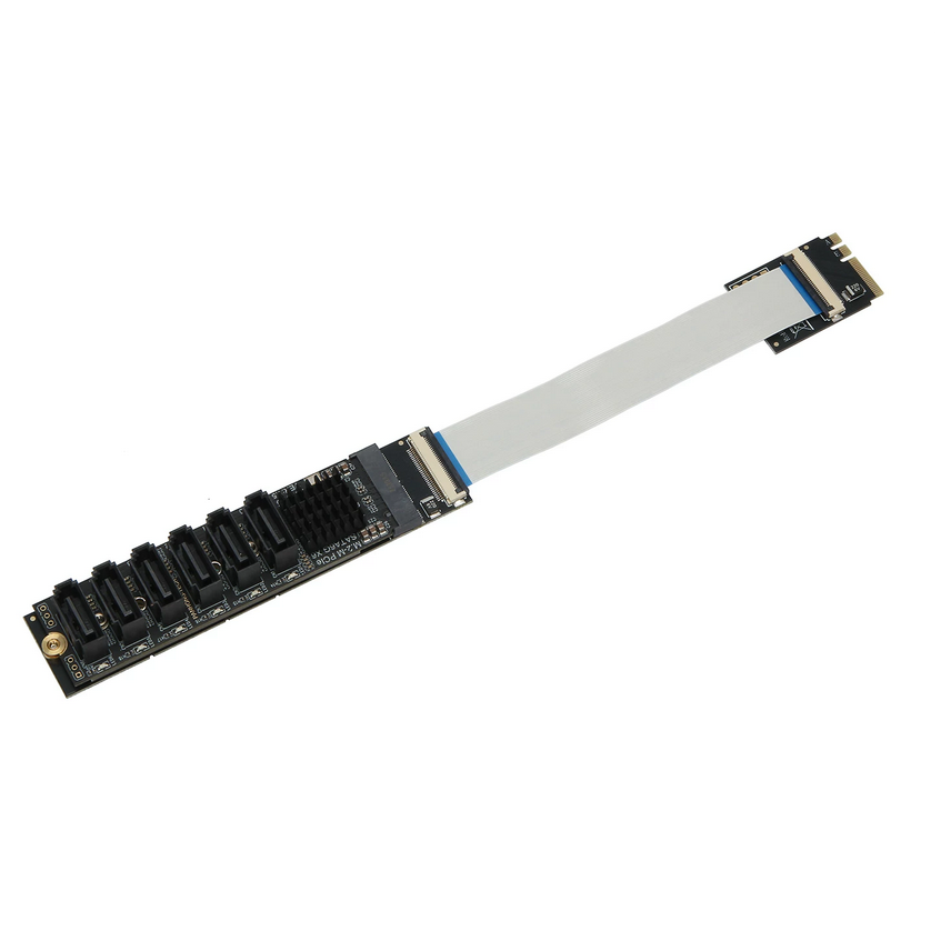 Xkuer M.2 A+E Key to SATA 3.0 Adapter 5/6 SATA Ports Expansion Card