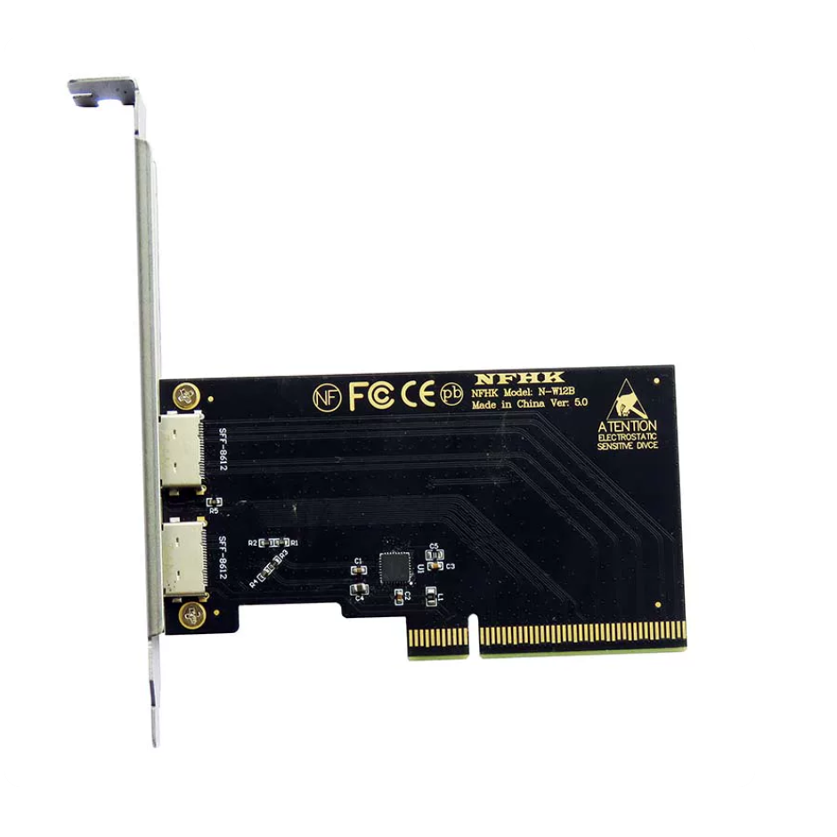 Xkuer PCIe 3.0/4.0 X16 to Dual OCuLink SFF-8612 Adapter