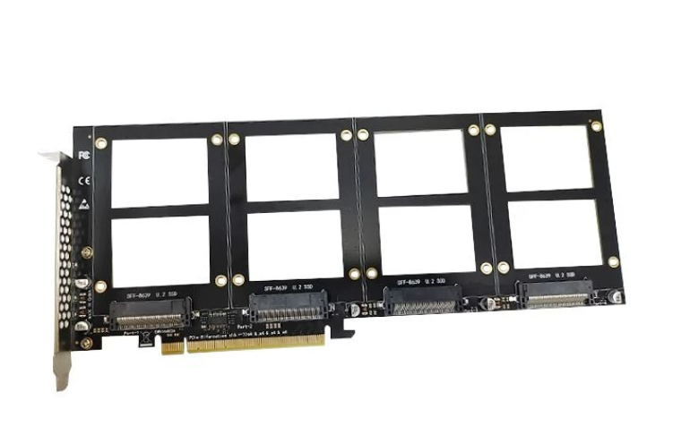 Xkuer PCIe 4.0 x8 to Dual / Quad U.2 NVMe SSD Adapter RAID Bifurcation Expansion Card