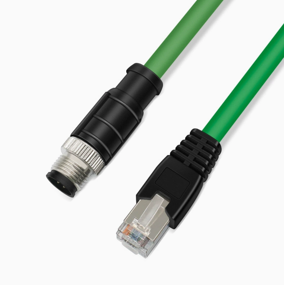 Xkuer M12 D-Coded 4-Pin to RJ45 Industrial Ethernet Cable IP67 Waterproof Sensor Network Cable