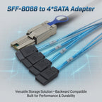 Xkuer SFF-8088 to 4 SATA Mini SAS 26Pin to 7Pin SATA Adapter Cable for Server RAID Storage Systems