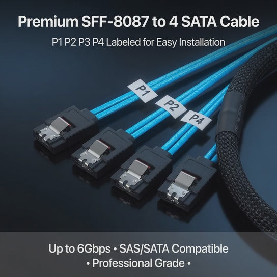 Xkuer Mini SAS SFF-8087 to 4x SATA Cable 6Gbps Forward Breakout Adapter