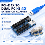 Xkuer DUAL PCI-E 4X EXPANSION CARD  PCI-E 1X TO DUAL PCI-E 4X ADAPTER  Stable • Fast • Plug & Play