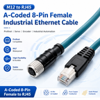 Xkuer M12 8-Pin A-Coded Female to RJ45 Industrial Ethernet Cable Profinet Servo Encoder Communication Cable IP67 Waterproof High Flexibility