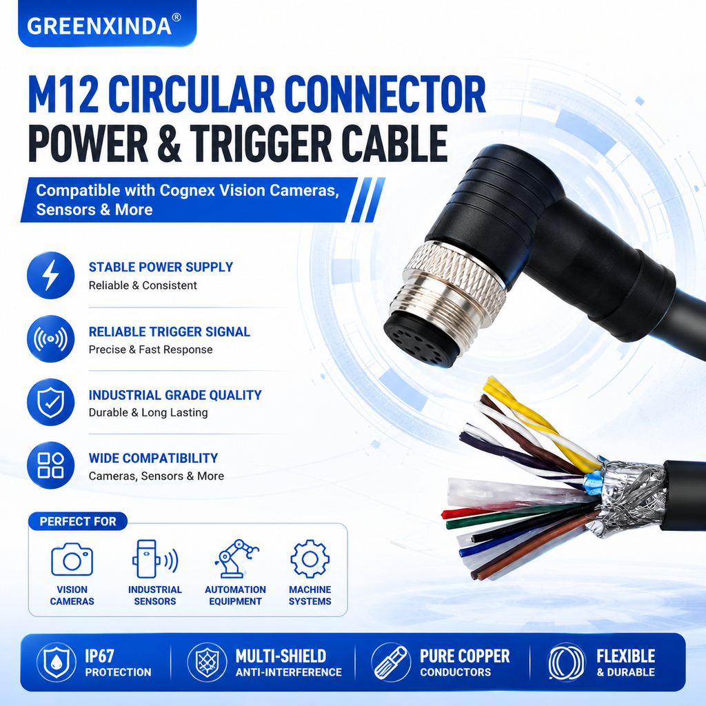 Xkuer M12 Circular Connector Power Cable Sensor Extension Cable Industrial Automation Wiring Harness