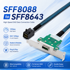 Xkuer SFF8088 to SFF8643 Extended Cable Mini SAS External to Internal High-Speed Adapter Cable for Server Storage Systems