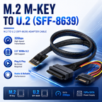 Xkuer M.2 M-Key to U.2 SFF-8639 NVMe SSD Cable High-Speed Adapter for Server Storage Systems