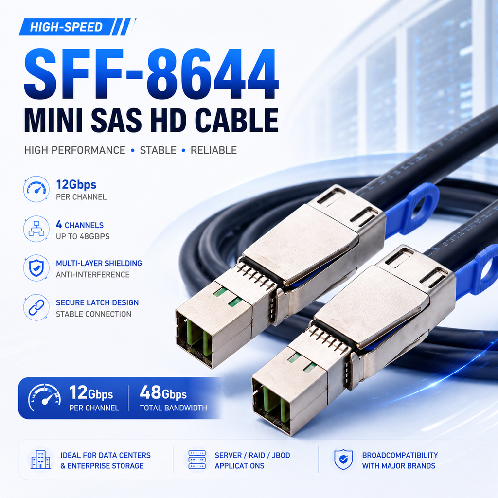 Xkuer SFF-8644 Mini SAS HD External High-Speed Data Cable