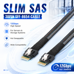 Xkuer SFF-8654 4i Slim SAS Cable – 12Gbps High-Speed Data for Servers & Storage