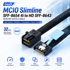 Xkuer PCIe Gen5 MCIO Slimline SFF-8654 4i to HD SFF-8643 Cable | 32GT/s High-Speed Server Data Cable